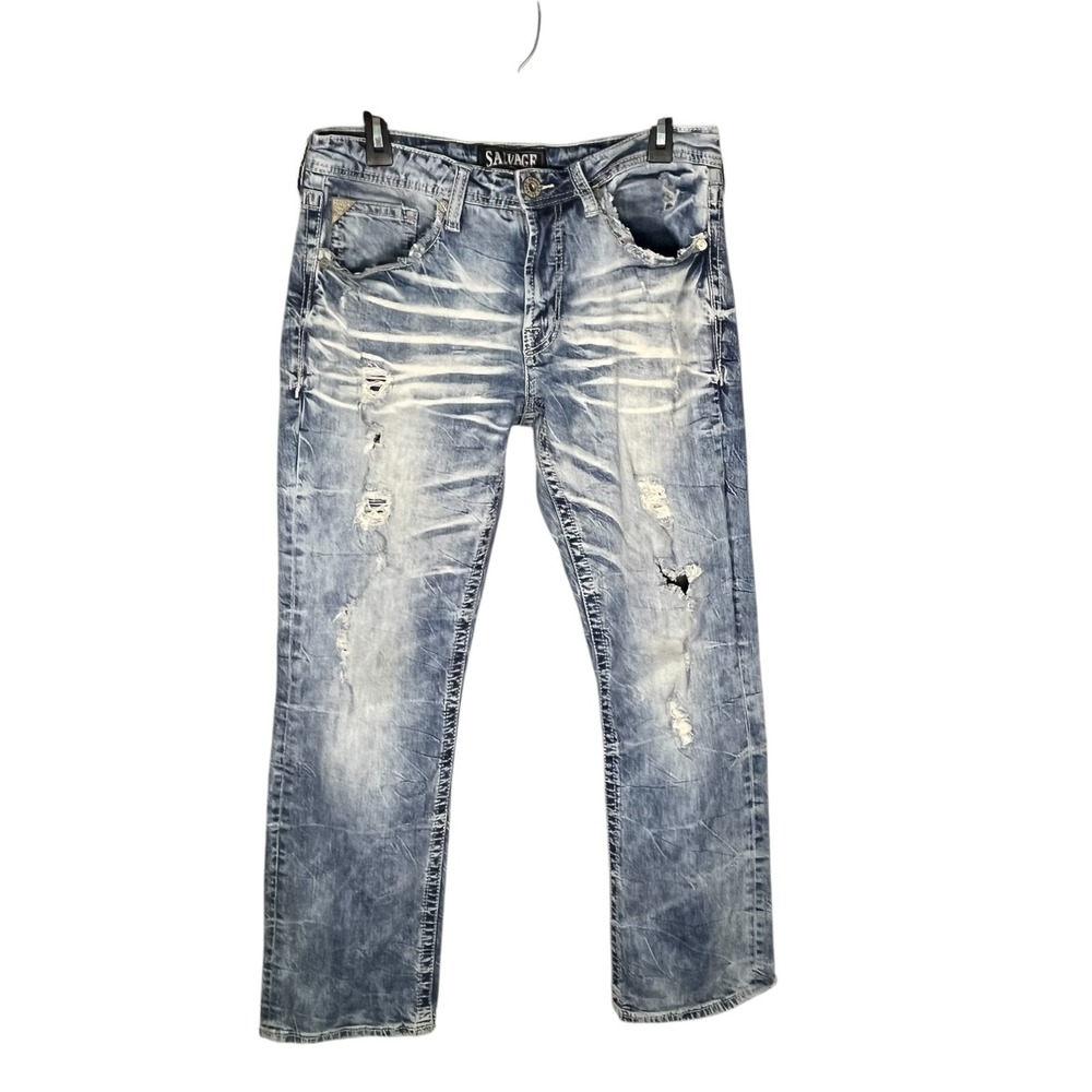 Salvage Supply Co Mayhem Straight Regular Fit Men's Distressed Jeans 33S x 29